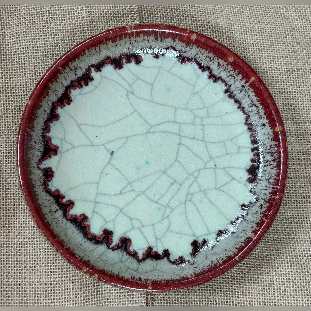 Pier 1 Crackle Stoneware Deep Dish Plate Or Shallow Bowl 7 1/2” Rustic Farmhouse